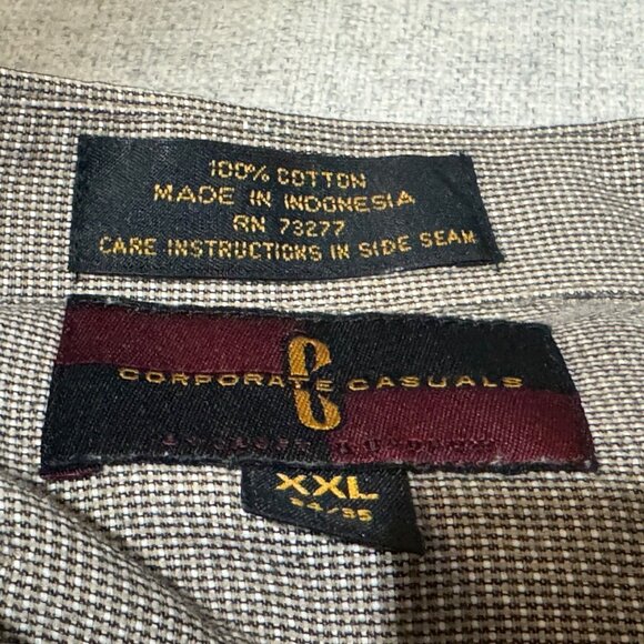Corporate Casual Button-Down Shirt, 100% Cotton, Brown, Men's XXL - Picture 15 of 16